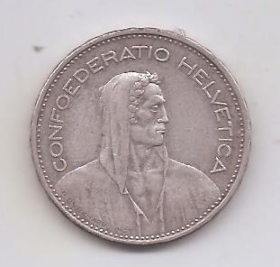 SUIZA DEL AÑO 1935 DE 5 FRANCOS